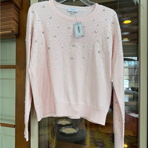 Society Pink Embellished Crew Neck Sweater